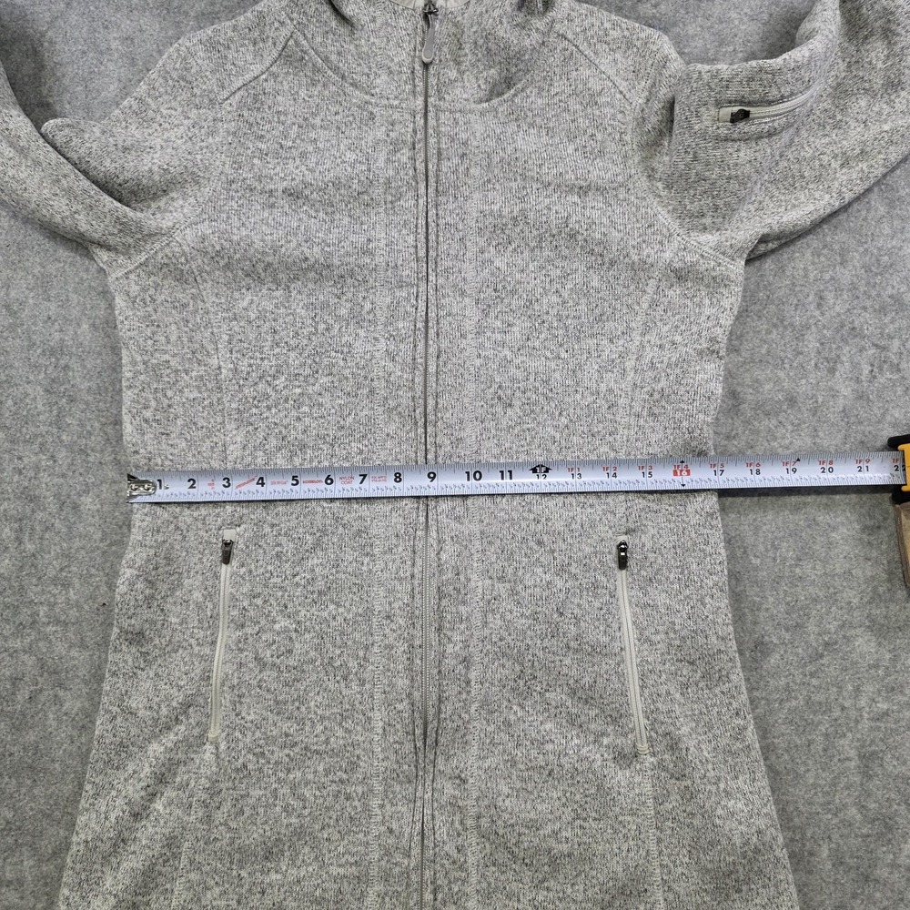LL Bean Sweater Fleece Coat Womens Small Petite Gray Hooded Full Zip Jacket - Picture 8 of 15